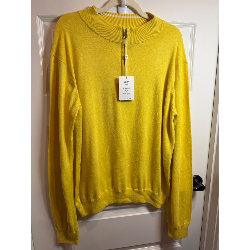 Graham Luxe Fade Mens XL Quarter Zip Sweater Butter Yellow GL31022 NWT $128